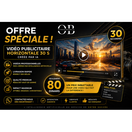 Vidéo Publicitaire horizontale par AI 30s
